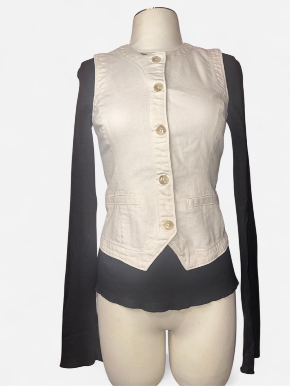 Denim Banana Republic Cream Button-Front Vest